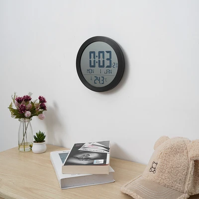 Gambar Forhom Jam Dinding Lcd Digital Round - Hitam