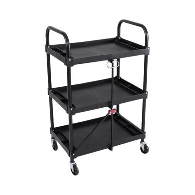Gambar Maxbuilt Troli Perkakas Lipat 3 Tingkat - Hitam