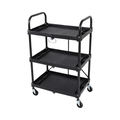 Gambar Maxbuilt Troli Perkakas Lipat 3 Tingkat - Hitam