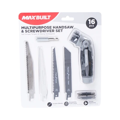Gambar Maxbuilt Gergaji Tangan & Obeng Multifungsi Set 16 pcs - Hitam