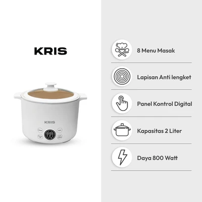 Gambar Kris Panci Elektrik Multifungsi Digital 2 Liter - Putih