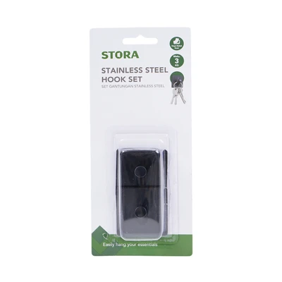 Gambar Stora Gantungan Dinding Square Stainless Steel Set 2 pcs - Hitam