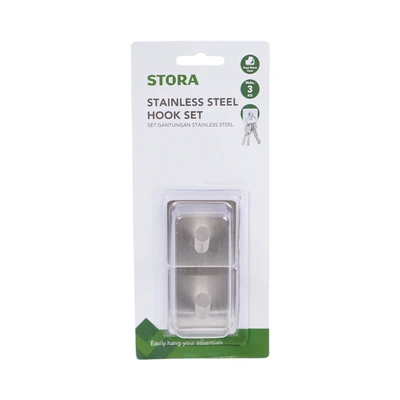 Gambar Stora Gantungan Dinding Square Stainless Steel Set 2 pcs - Silver