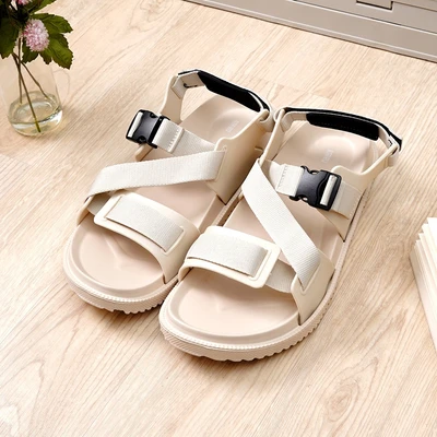 Gambar Ataru Ukuran 42/43 Sandal Pria Buckle Strap - Krem