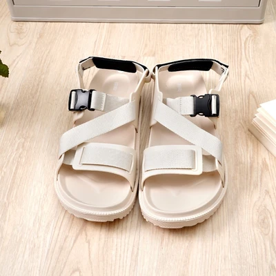 Gambar Ataru Ukuran 42/43 Sandal Pria Buckle Strap - Krem