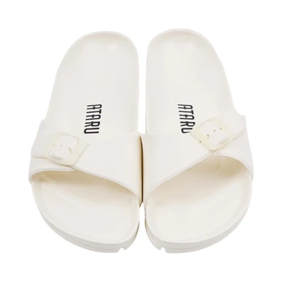 Gambar Ataru Ukuran 41 Sandal Wanita Thin Buckle Strap Slides - Krem