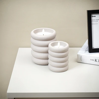 Gambar Informa Orion Lilin Flameless 11x13 cm Set 2 pcs - Krem
