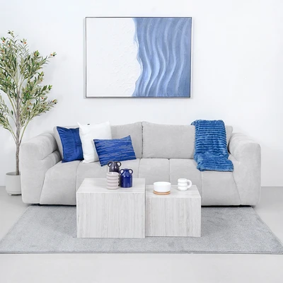 Gambar Nordia Nashville Sofa Fabric 3 Seater Caso Recycle - Krem Beige