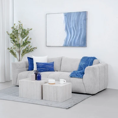 Gambar Nordia Nashville Sofa Fabric 3 Seater Caso Recycle - Krem Beige