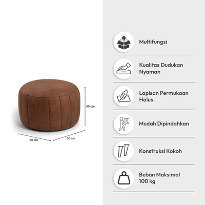 Gambar Nordia Doria Bangku Ottoman Fabric - Cokelat Preson Camel