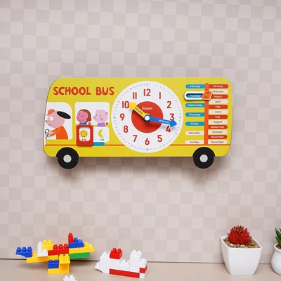 Gambar Forhom Jam Dinding Anak Happy Bus - Kuning