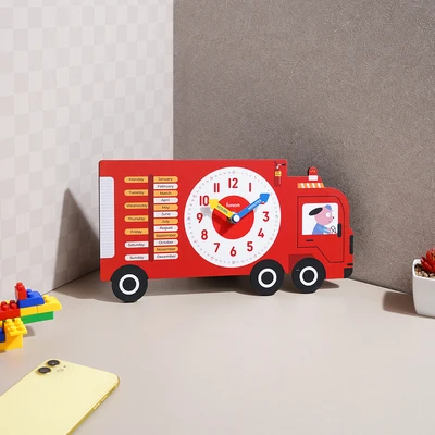 Gambar Forhom Jam Dinding Anak Fire Truck - Merah