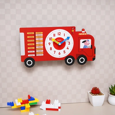 Gambar Forhom Jam Dinding Anak Fire Truck - Merah