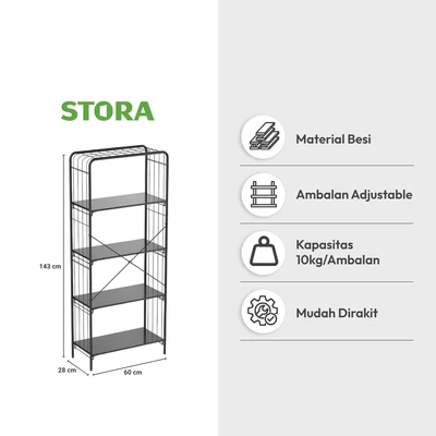 Gambar Stora Nordic Rak Besi 5 Tingkat - Hitam