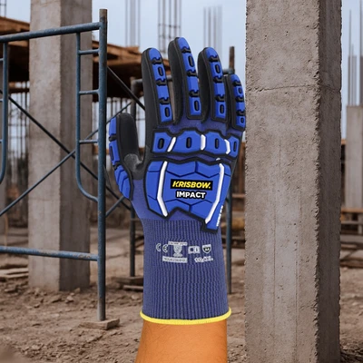 Gambar Krisbow Ukuran M Sarung Tangan Pengaman Impact Srsg514 - Hitam/Biru