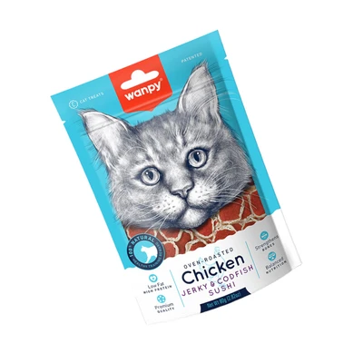 Gambar Wanpy Camilan Kucing Chicken Jerky & Codfish Sushi 80 gr