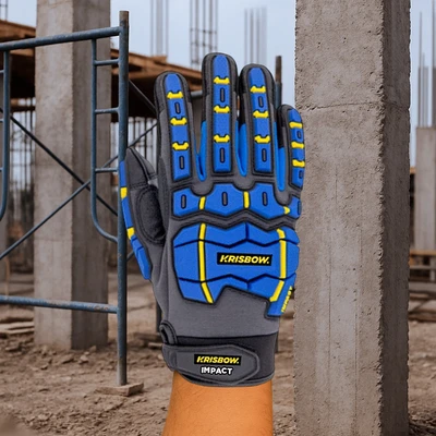 Gambar Krisbow Ukuran M Sarung Tangan Pengaman Impact Mekanis Srsg518 - Hitam/Biru