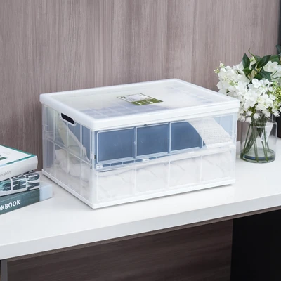 Gambar Stora Kotak Penyimpanan Collapsible 49.5x36x26.5 cm Transparan