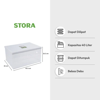Gambar Stora Kotak Penyimpanan Collapsible 49.5x36x26.5 cm Transparan