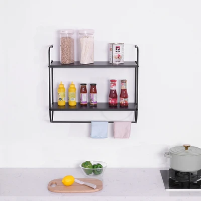 Gambar Stora Rak Dinding Dekorasi Baja 60 cm - Hitam