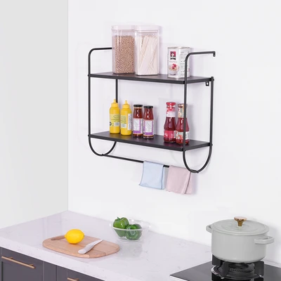 Gambar Stora Rak Dinding Dekorasi Baja 60 cm - Hitam
