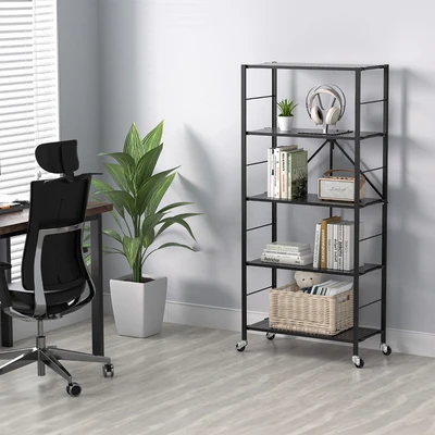 Gambar Stora Rak Troli Lipat 5 Tingkat Adjustable - Hitam