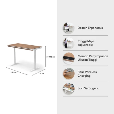 Jual Informa Ultra Meja Kerja Lift Cokelat Walnut Terbaru | Ruparupa