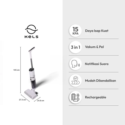 Gambar Kels Vacuum Cleaner Wet & Dry Cordless Single Roll - Putih
