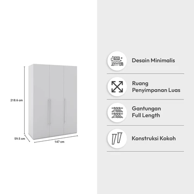 Gambar Informa Magnum III Lemari Pakaian 3 Pintu - Putih