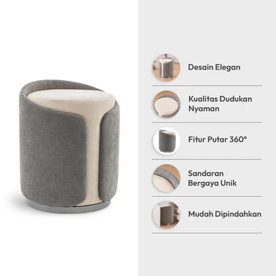 Gambar Informa Xela Bangku Fabric - Abu-Abu/Krem Beige