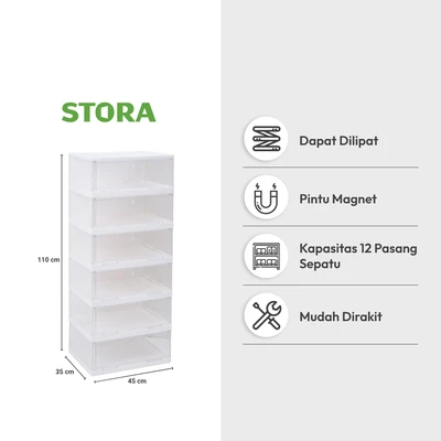 Gambar Stora Rak Sepatu 6 Tingkat Foldable Transparan