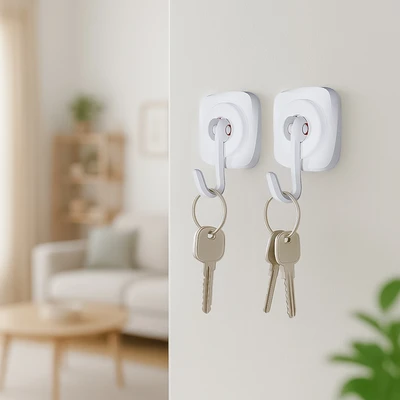 Gambar Stora Gantungan Dinding Serbaguna Permanen Rotatable Set 2 pcs - Putih
