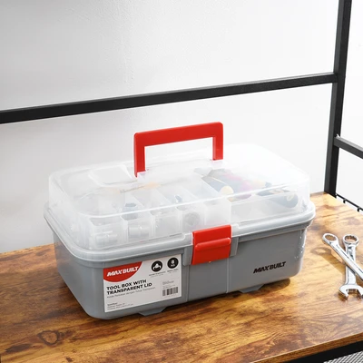 Gambar Maxbuilt Kotak Perkakas Dengan 2 Tingkat Organizer - Abu-Abu