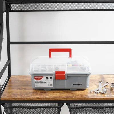 Gambar Maxbuilt Kotak Perkakas Dengan 2 Tingkat Organizer - Abu-Abu