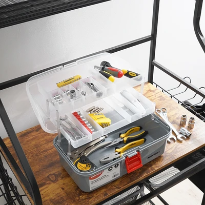 Gambar Maxbuilt Kotak Perkakas Dengan 2 Tingkat Organizer - Abu-Abu