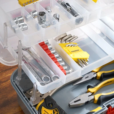 Gambar Maxbuilt Kotak Perkakas Dengan 2 Tingkat Organizer - Abu-Abu