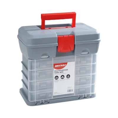 Gambar Maxbuilt Kotak Perkakas Multifungsi Dengan 4 Organizer - Abu-Abu
