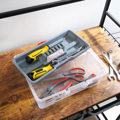 Gambar Maxbuilt 30x16x14 cm Kotak Perkakas Dengan Tray Transparan