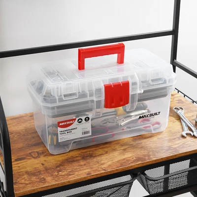 Gambar Maxbuilt 39.5x22x21 cm Kotak Perkakas Dengan Tray Transparan