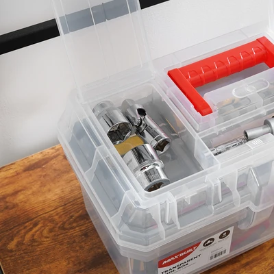 Gambar Maxbuilt 39.5x22x21 cm Kotak Perkakas Dengan Tray Transparan