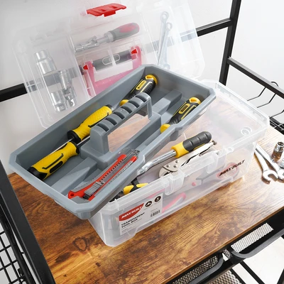 Gambar Maxbuilt 39.5x22x21 cm Kotak Perkakas Dengan Tray Transparan