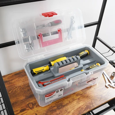 Gambar Maxbuilt 39.5x22x21 cm Kotak Perkakas Dengan Tray Transparan