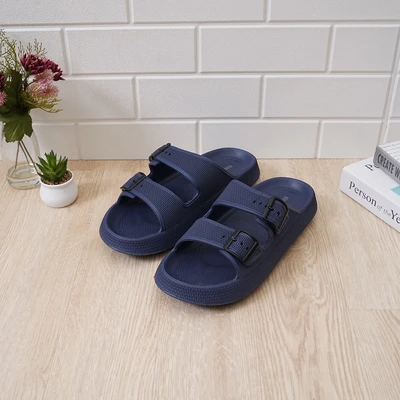 Gambar Ataru Ukuran 44 Sandal Double Strap Thick Slides - Biru Navy