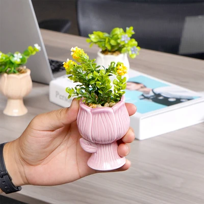 Gambar Informa Bunga Artifisial Mini Dengan Pot 5x5x15 cm Set 3 Pcs - Mix