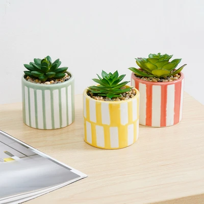 Gambar Informa Tanaman Artifisial Succulent Dengan Pot 7.3x7.3x10 cm Set 3 Pcs - Mix