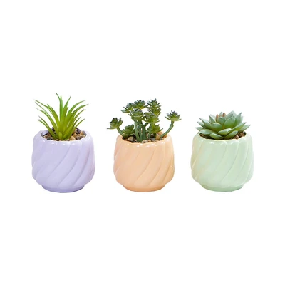 Gambar Informa Tanaman Artifisial Succulent Dengan Pot 7.5x7.5x10 cm Set 3 Pcs - Mix