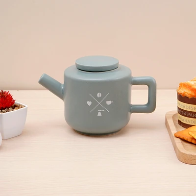 Gambar Delicia Lucha Teko & Cangkir Teh Keramik Stoneware Set 3 Pcs - Hijau