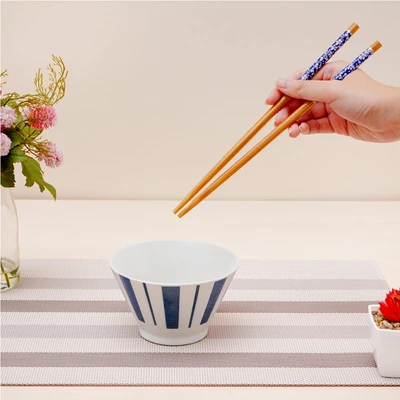 Gambar Delicia Verti Mangkuk Dengan Sumpit Set 2 pcs - Biru/Putih