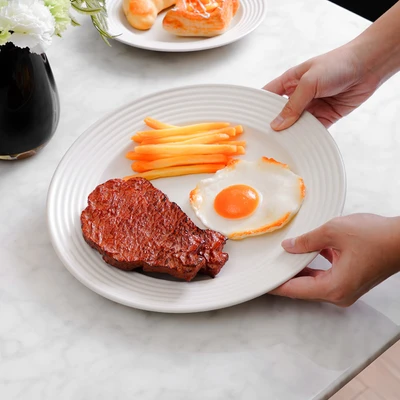 Gambar Delicia Piring Saji Dessert Stoneware Swirls 20 cm - Krem