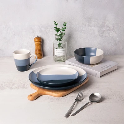 Gambar Delicia Layer Perlengkapan Makan Set 4 pcs - Biru Navy